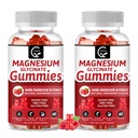 Glycinát hořečnatý Gummies 400mg, Mg doplněk draslíku s chelatovaným komplexem malátu hořečnatý, vitamin D, B6 a CoQ10, podpora pro paměť, klid, nádech a spánku - 60 Počet (balení po 2)