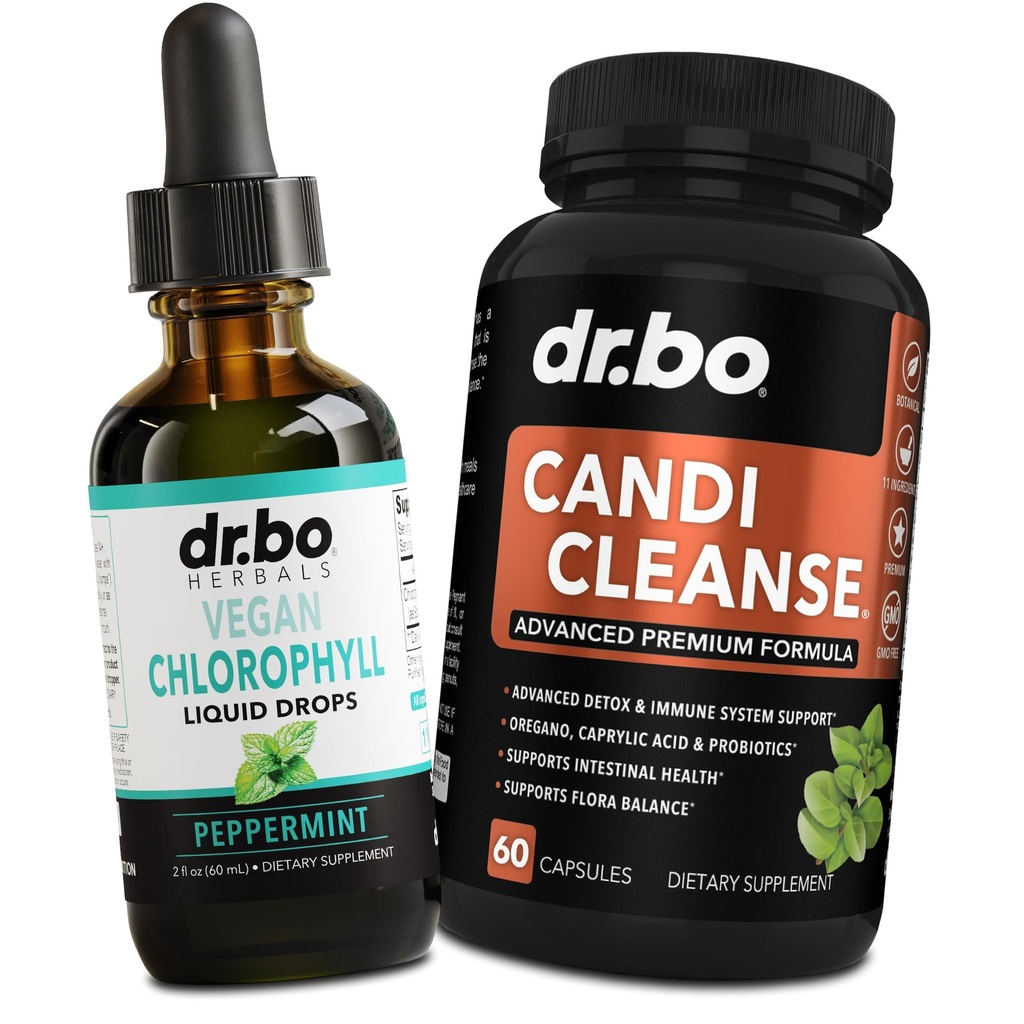 Chlorofyl Liquid Kapky Tělo Detox & Candi Čistota - Vegan Liquid Chlorofyl Kapsle Kapsle