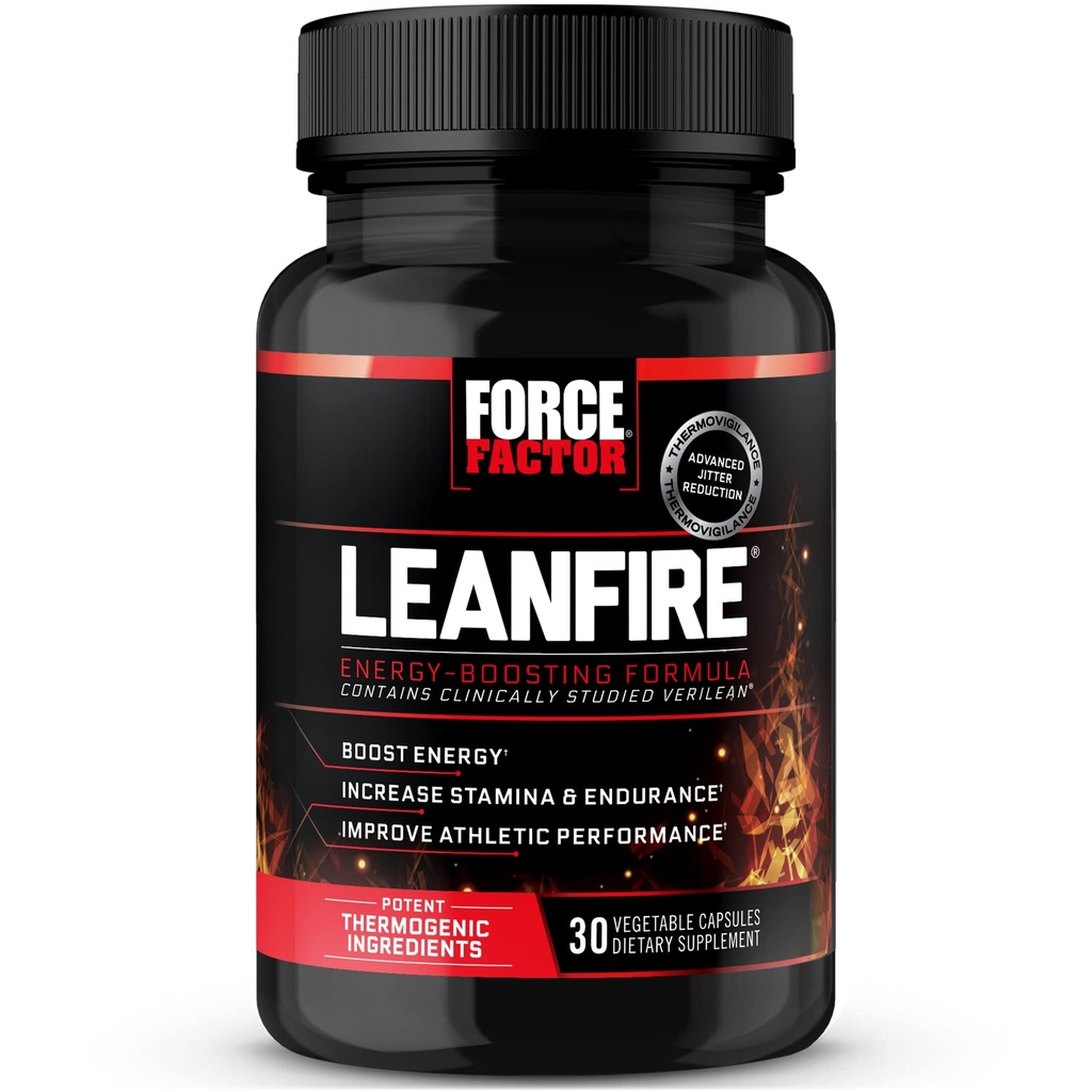Force faktor LeanFire Pre Workout Energetické pilulky se Zelený čaj extrakt a kofein zvýšit energii, Build Lean Muscle, černá, 30 Počet (balení po 1), Balíček květen Vary
