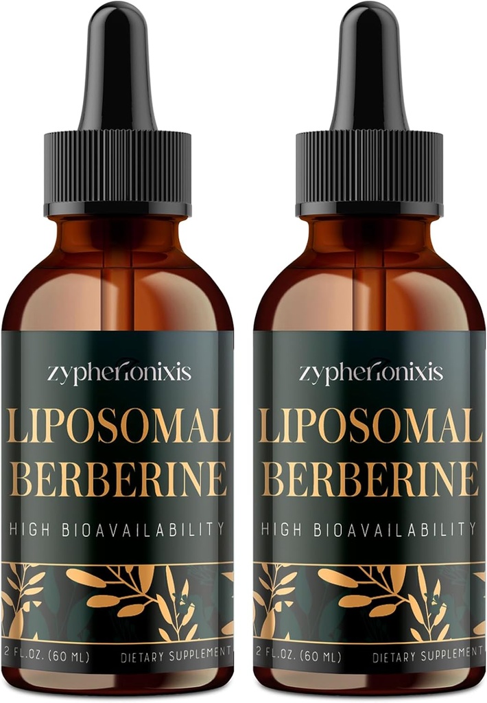 Lipozomální Berberine Drops dodatek 3000mg - High Absorption AMPK Activator, Organic Berberine HCl Complex with Ceylon Cinnamon & Ginger for Imunity & Digestion (4 fl oz)