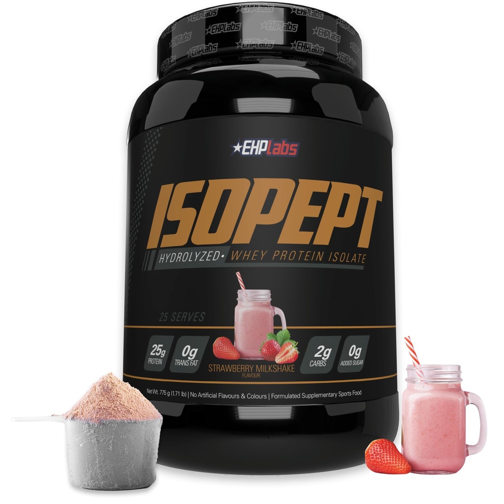IsoPept Hydrolyzované syrovátkové bílkoviny Powder by EHPlabs - 100% syrovátkové bílkoviny izolát a hydrolyzát, 27 g proteinu, non-GMO, gluten zdarma, rychlé absorbování, snadné trávení, 27 Slouží (Jahodový mléčný koktejl)