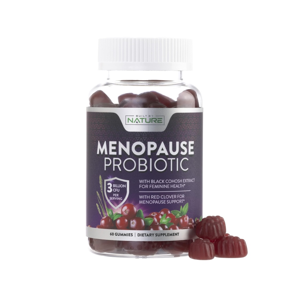 Menopauza Doplňky pro ženy - Menopauza Probiotický Gummy - Ženské Menopauza Relief pro horké záblesky, Noční pocení & Mood Swings s Black Cohosh & Cranberry - Non- GMO, Vegan - 60 Gummies