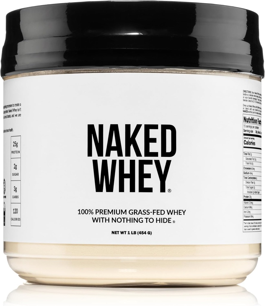 NAKVANÁ Syrovátka 1Lb - Pouze 1 ingredience, Tráva Fed syrovátkový protein prášek, nedenaturovaný, No Gmos, No Soy, Gluten Free, Stimulační růst, Vylepšení zotavení - 15 Služeb