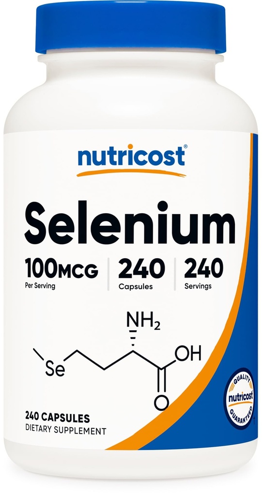 Nutricost Selenium dodatek 100mcg, 240 Kapsle, Vegetariánské, Gluten Free & Non- GMO
