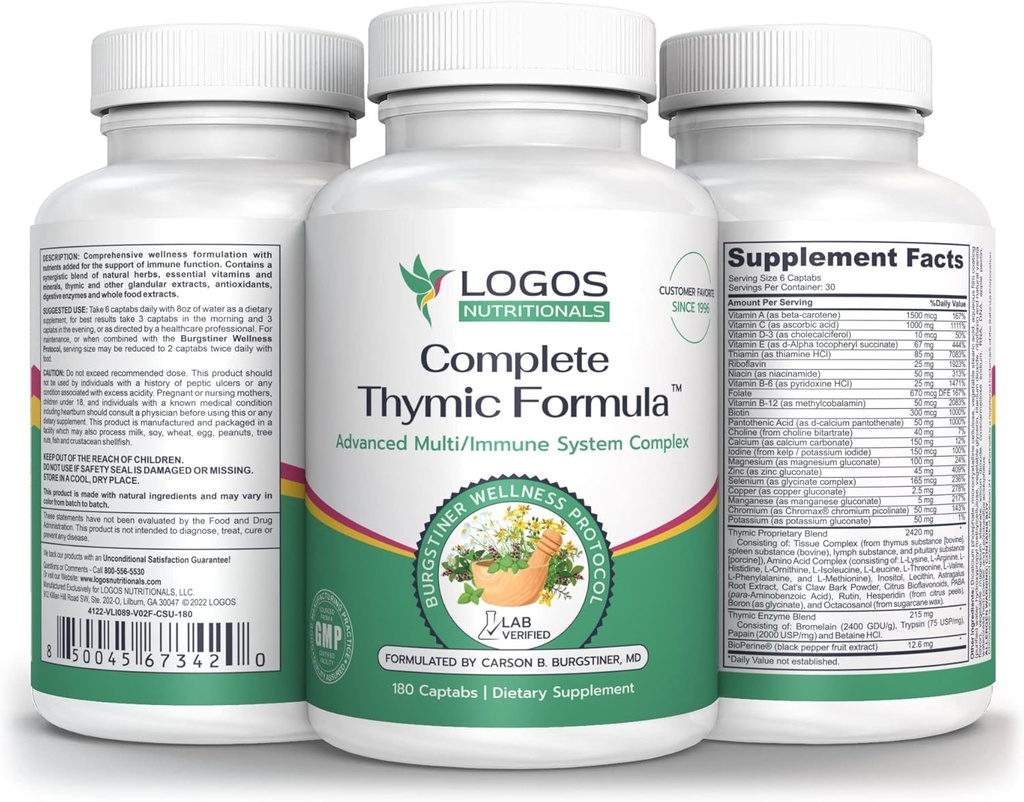 Kompletní Thymic Formule ™, Komplexní Multivitamin & Multimineral s Thymus Glandulární Extrakty (180 Počet (Balení po 1)