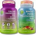 DOPLŇKOVÉ STUDIO Denní imunní, Kostní a energetická podpůrná pouzdro pro muže a ženy - Vegan All Food Multivitamine Without Iron & Plant- Based Calcium Magnesium with D3, K2 & Turmeric - Vegan, Non- GMO