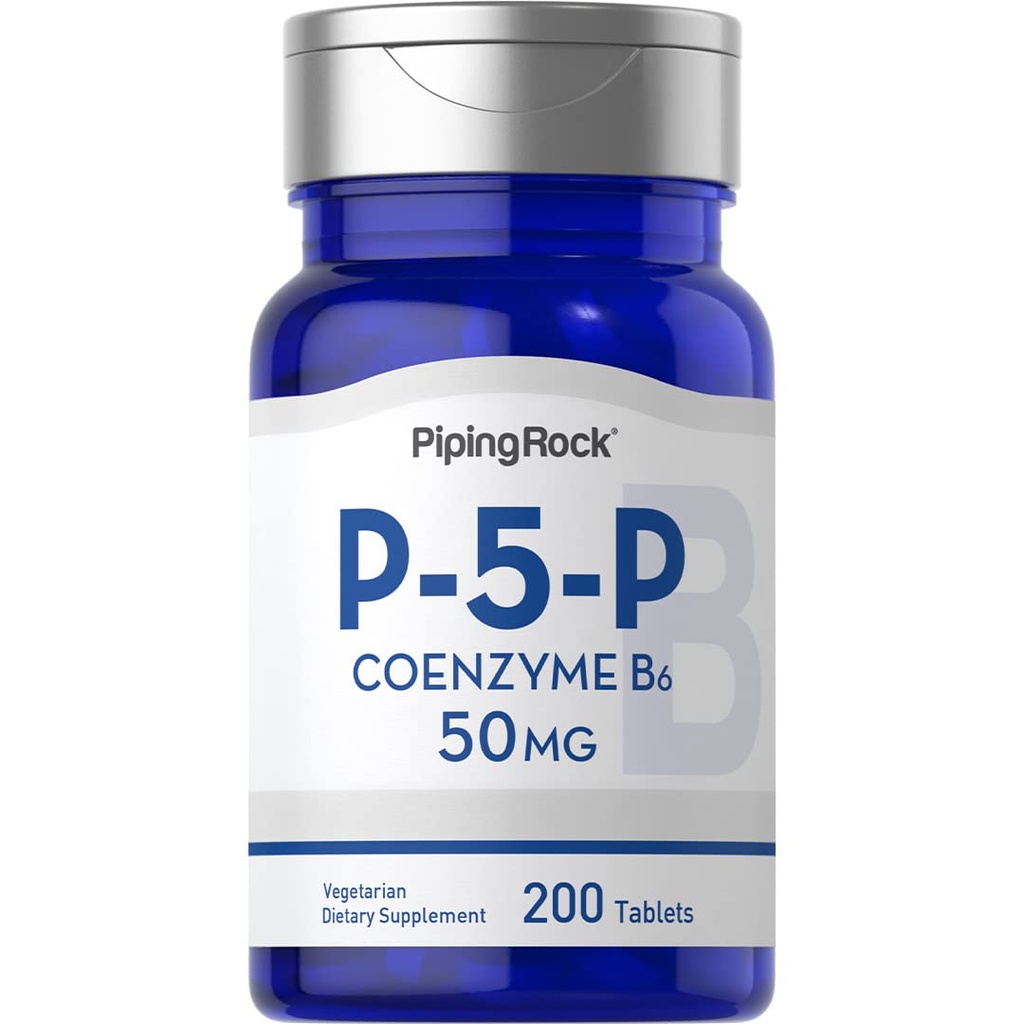 Piping Rock P5P Vitamin B6 PHARMAD124; 50mg PHARMAD124; 200 tablet PHARMAD124; Pyridoxal 5-fosfát dodatek PHARD124; Vegetarian, Non- GMO, gluten zdarma