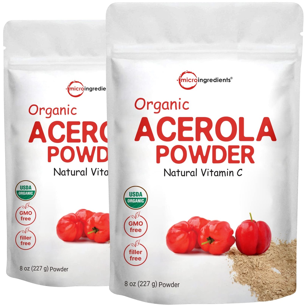 2 balení čisté USDA organické acerola třešňový prášek, přírodní a organické vitamín C pro imunitní systém, 8 Ounce, No GMO, No Gluten, Brazílie Původ