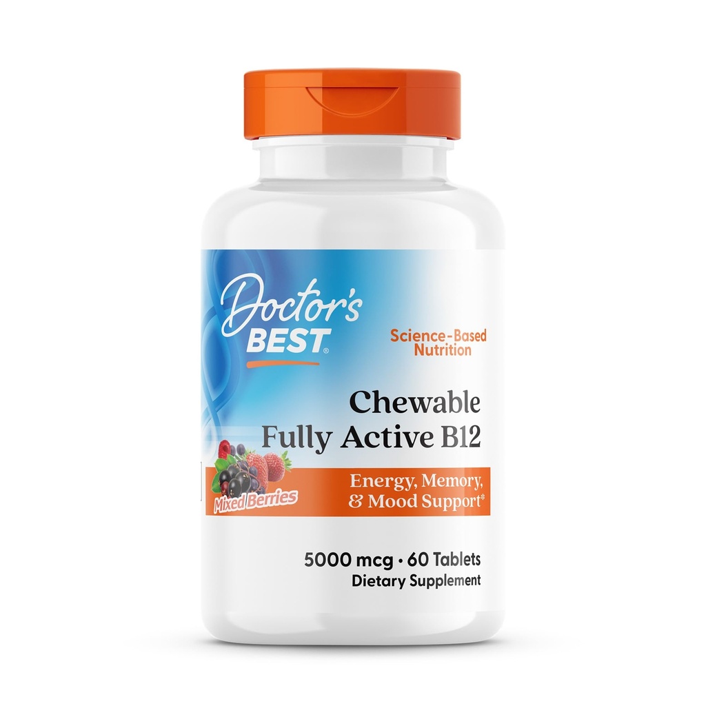 Lékař je nejlepší žvýkací plně aktivní methyl B12, methylkobalamin, energie, paměť, & Mood Support, Non- GMO, gluten zdarma, Soy zdarma, Vegan 60 Tablety