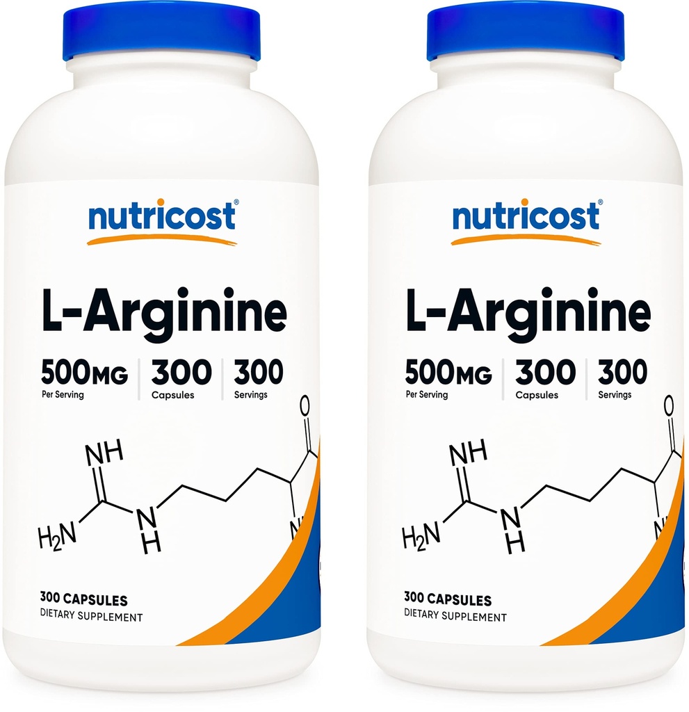 Nutricost L- Arginine 500mg, 300 tobolek (2 lahvičky)