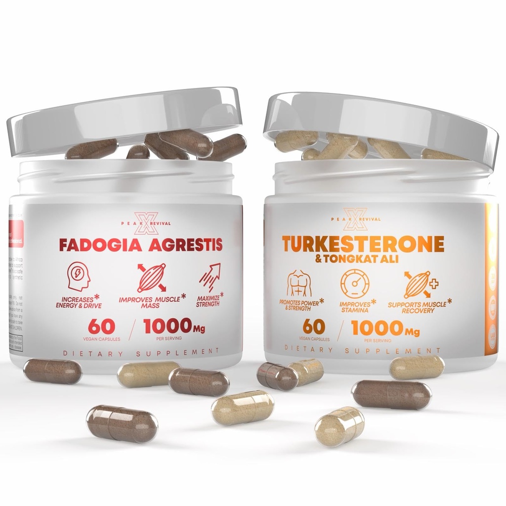 Turkesteron & Tongkat Ali Lean Muscle Growth & Recovery + Fadogia Agrestis Muscle Stack for Athletic Performance & Muscle Mass (60 Kapsle)