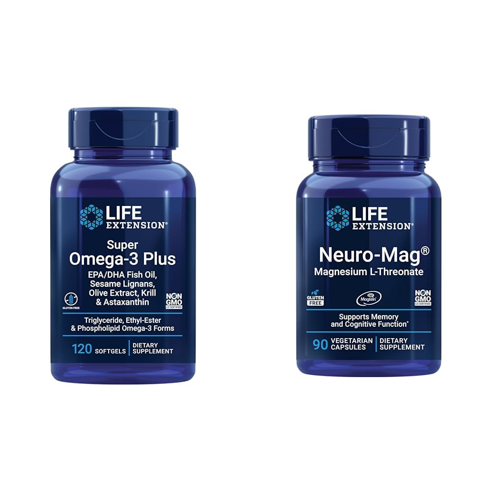 Life Extension Super Omega-3 Plus EPA / DHA Fish Oil, Sezame Lignans & Neuro- mag Magnesium L- threonat