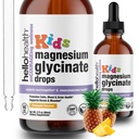 Děti Magnesium Glycinát kapalné kapky - cukr zdarma tekuté hořčíkové kapky, Happy klid pro děti uklidňující doplněk komplex - hořčík pro děti a noční spánek, Ananas Flavor 2 Fl Oz.