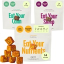 GEM Bite kompletní rutinní variety Pack s Daily Multivitamin (14 Bites), Chill- Out klid (7 Chews) & Deep Sleep Aid (7 Chews) Duševní 124; Podporuje Gut, Kůže, Mozek, Kost, Spánek, Imunita
