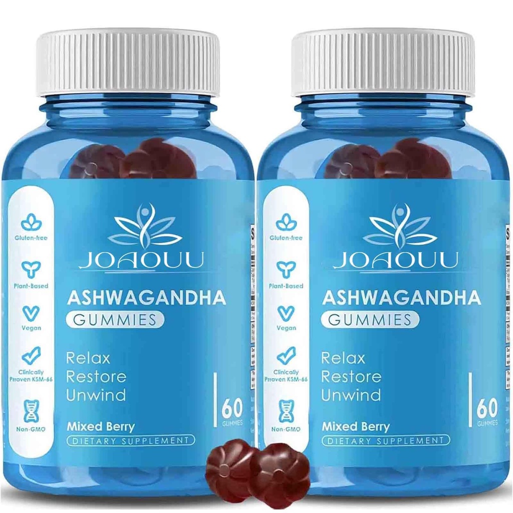 (120 Count) Ashwagandha Gummies KSM-66 - Smíšené Berry, Vegan, Plant based, Non- GMO, gluten- Free & Gelatin Free Relax, Organic Ashwa Root Extract Dodatek pro imunitní podporu