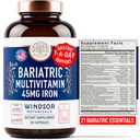 Bariatrický multivitamin se železem - 45 mg železa snadno polykat, Jeden den Bariatrické vitamíny pro ženy a muže - Gastric Bypass, Gastric Sleeve Recovery Vitamin Multivitamins - 30 Caps