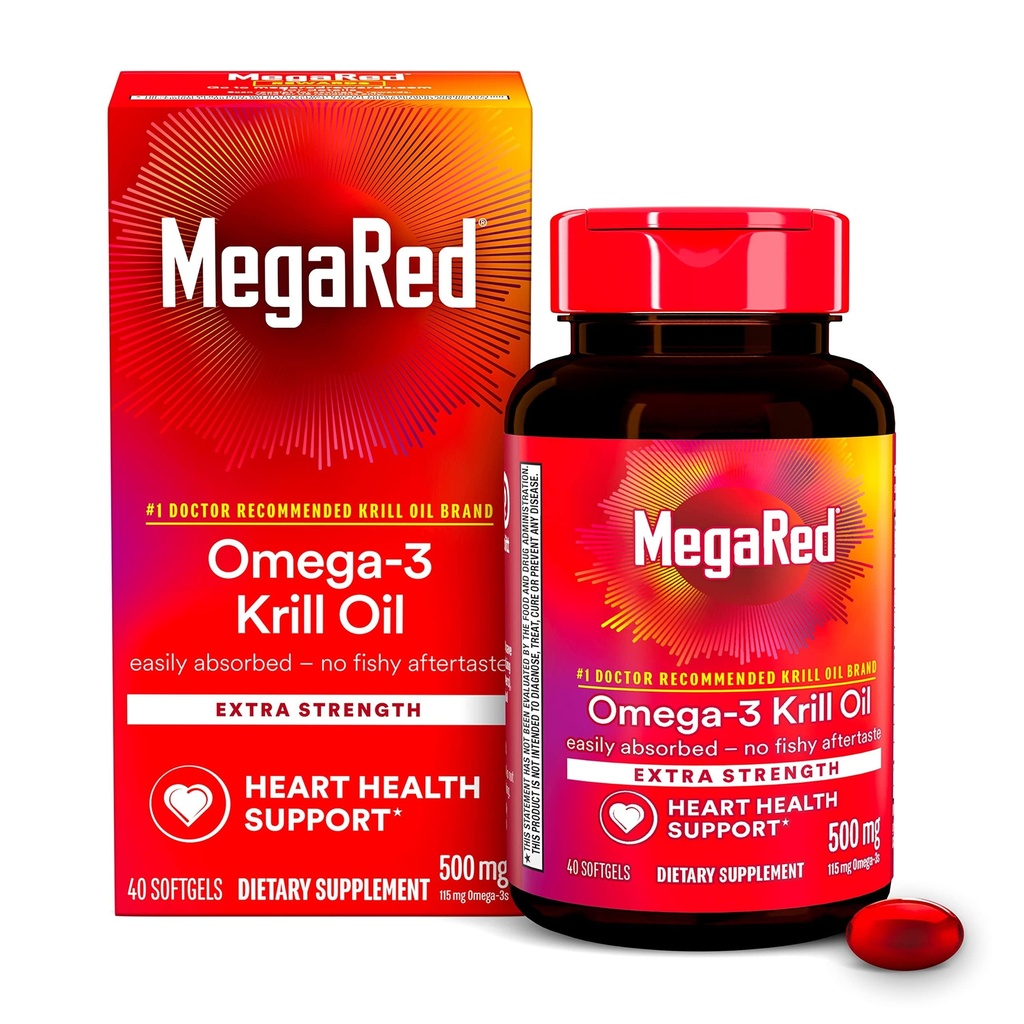 MegaRed Omega33 Krill Oil 500mg Extra Silné softgely (40 Počet v krabici) - Krill Oil No Fishy Aftertact