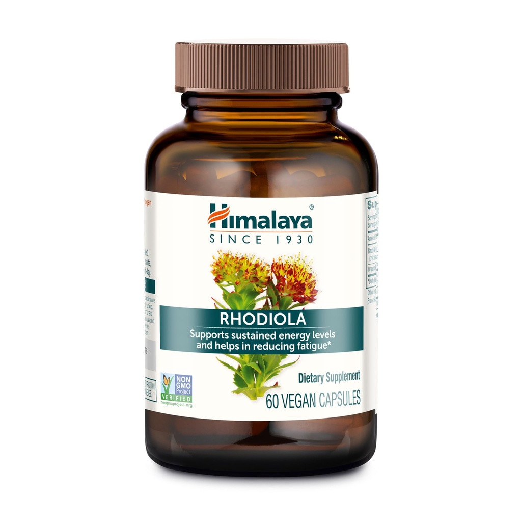 Himalaya Rhoddiola Rosea - Bylinné energetické doplňky pro podporu stresu, energie, a cvičení Endurance - Vegan, gluten zdarma, 250 mg, 60 Kapsle