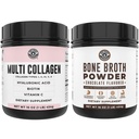 Levý pobřeží Výkon Čokoláda Bone Broth a Multi kolagen prášek pro klouby, vlasy, kůže, a hřebíky podporu