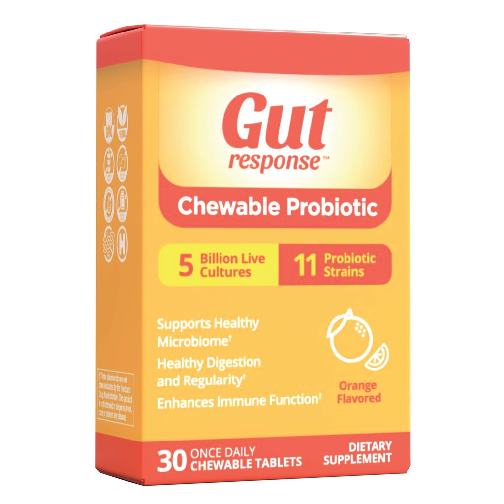 Žvýkací Probiotika pro muže a ženy, Zpomaluje trávicí stárnutí, zvyšuje imunitní systém, Non- GMO, Gluten Free & Soy Free, 5 miliard CFU, 30 Žvýkací tablety, Orange Flavor
