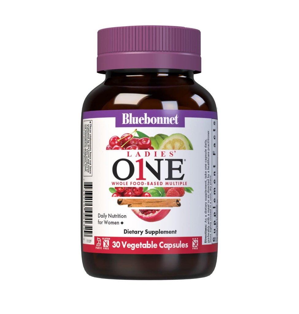Bluebonnet Nutrition Ladies One Organic Zeleninové Capsule, Full Food Multiple, K2, Energy, Vitality, Non- GMO, Gluten, Soy & Milk Free, Kosher, 1 měsíční dodávka, Light Grey, 30 Počet