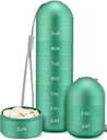 Zannaki Metal Moisture Proof Weekly Pill Organizátor, Stackable Aluminium Alloy BPA Bezplatné cestování 7 den Pill Box Pouzdro vodotěsné a velké kompartment držet pilulky, vitamíny, rybí olej, doplňky