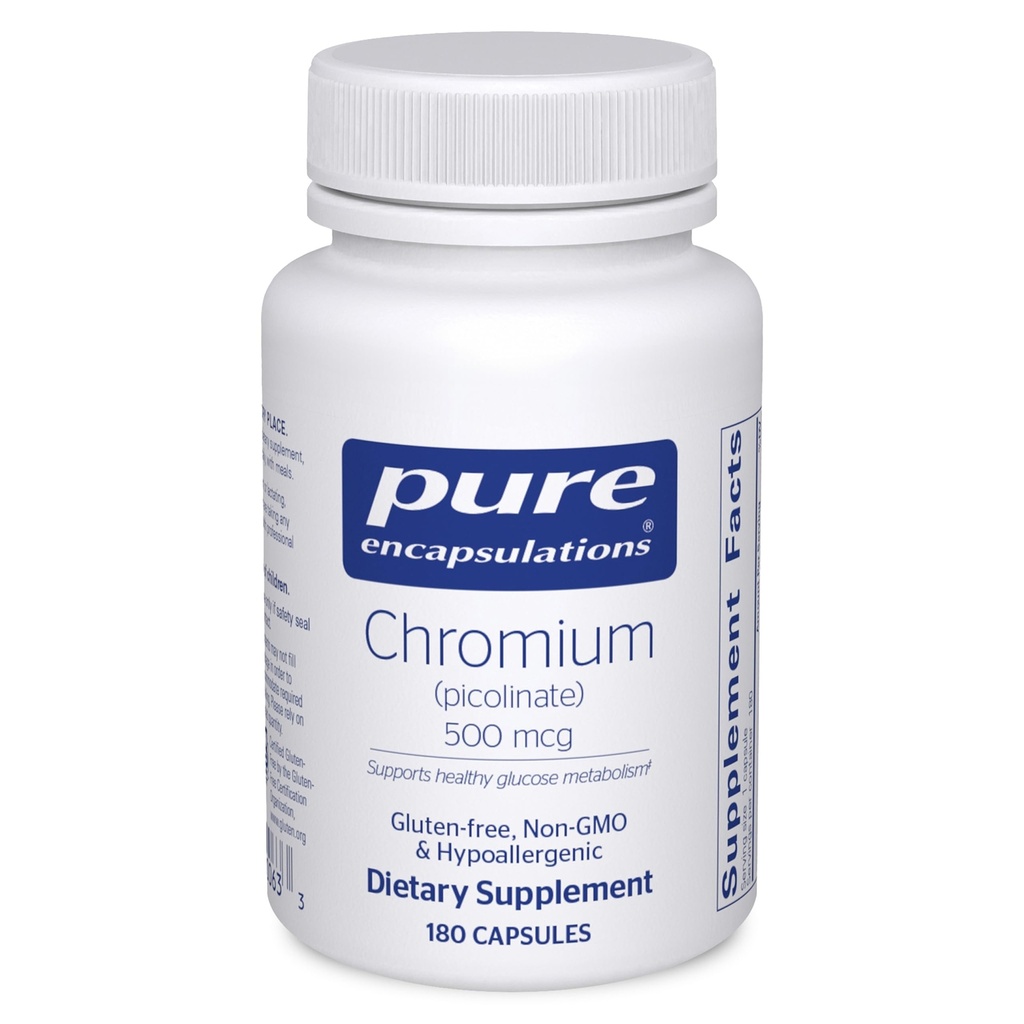 Čistá enkapsulace Chromium (Pikolinát) 500 mcg - pro lipidový a karbohydrát metabolismus * - Minerální dodatek - Superior Absorpční chromitý dodatek - Vegan & gluten zdarma - 180 Kapsle