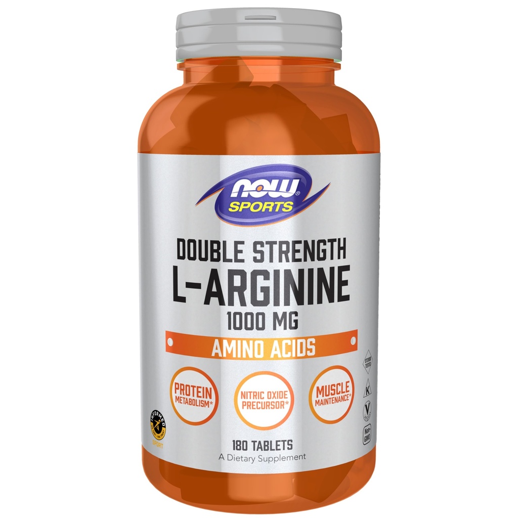 Nyní Foods Sports Nutrition, L- Arginin Double Strength 1000mg, Prekurzor oxidu dusnatého, Aminokyseliny, 180 tablet