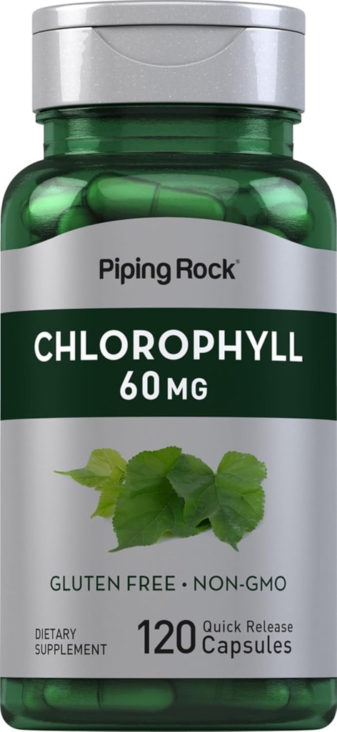 Piping Rock Chlorofyl Kapsle 124; 60 mg CIR 124; 120 pilulky 124; doplněk pro ženy a muže 124; z Mulberry Leaf 124; Non- GMO, gluten zdarma