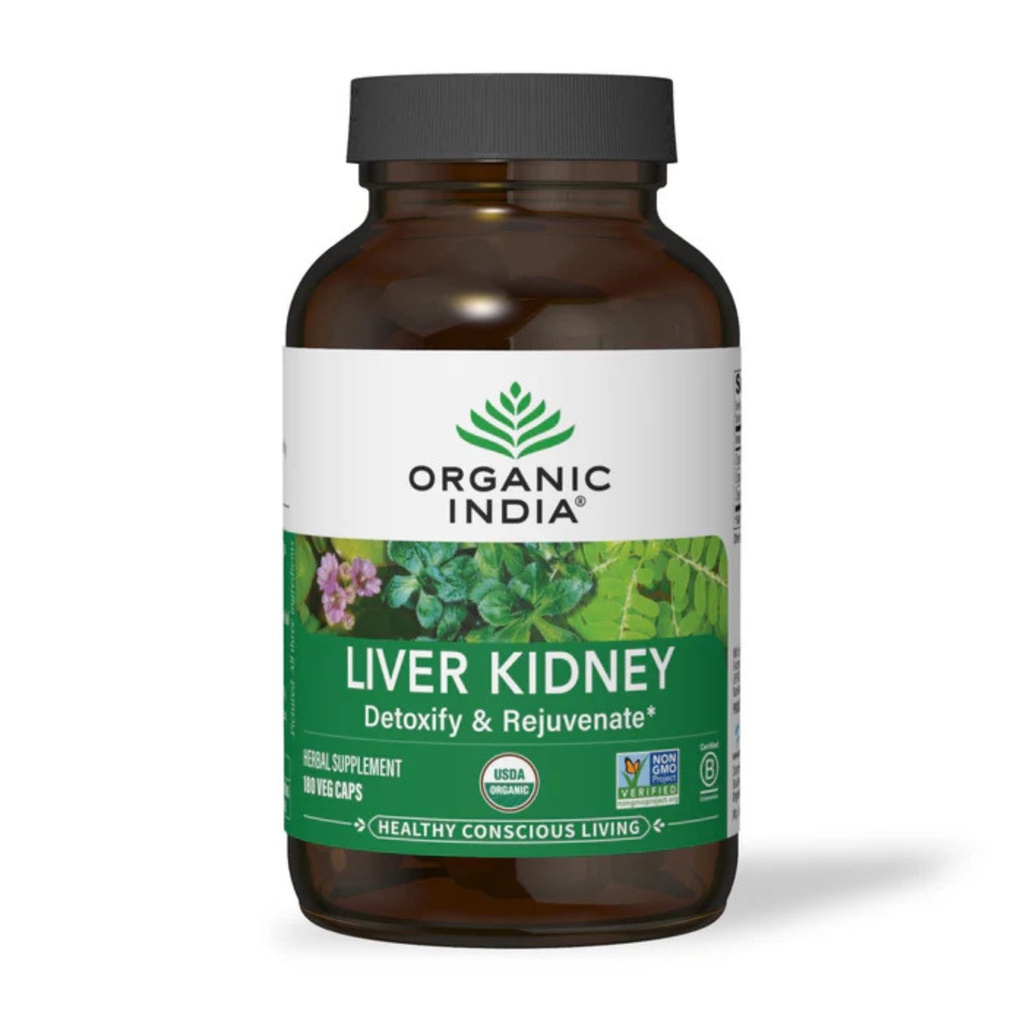 ORGANICKÉ INDIE Opravy jater a ledvin - Bylinný dodatek - Čistota a omlazení, Podporuje zdravé funkce jater a ledvin, Vegan, USDA Certified Organic, Non- GMO - 180 Kapsle