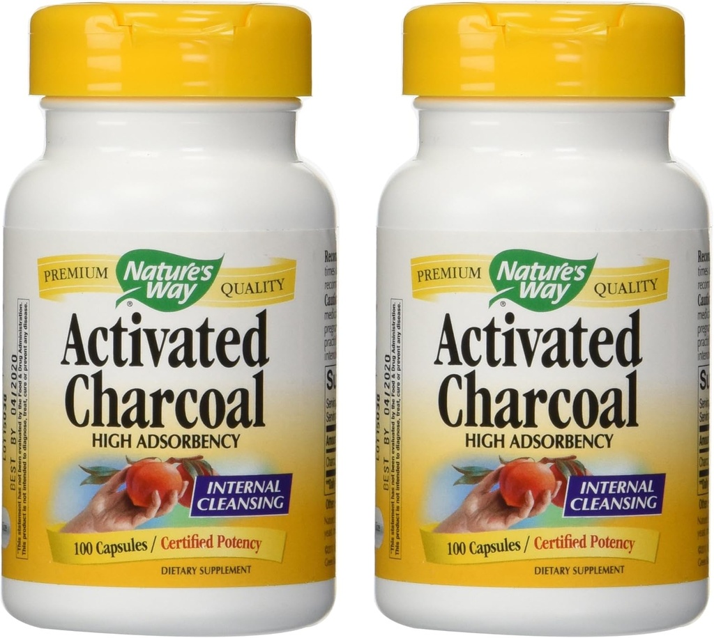 Přírodní způsob aktivace Charcoal High Adsorbency - 100 Kapsle 2 balení