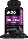 Activated Charcoal Kapsle Cleanse Detox - 1200mg Organic Cococonut Charcoal Pills for Stomach Gas and Bloating Relief for Men Women Kids - Aktivní Kapsle Powder Binder Aktivované doplňky pro Gut