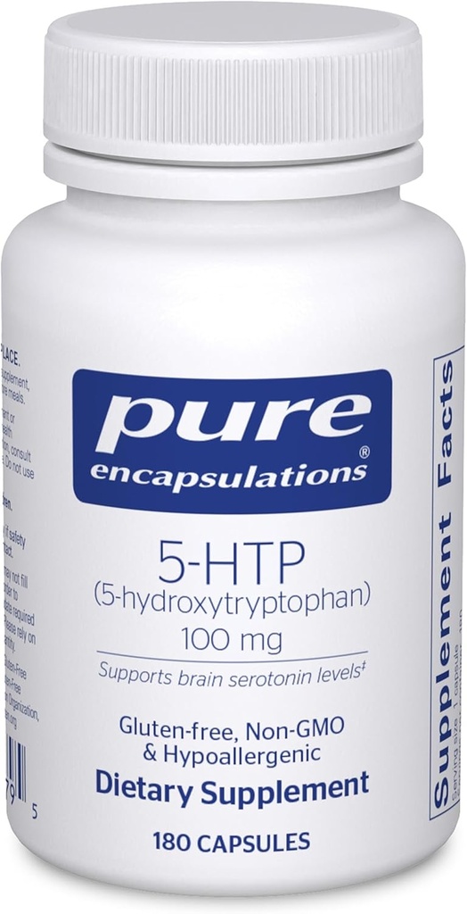 Čistá enkapsulace 5-HTP 100 mg - Zdraví mozku, regulace spánku a podpora appetit * - 5-Hydroxytryptofan - Gluten Free & Non- GMO - 180 Kapsle