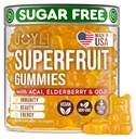 Joyli Supergruit Gummies - Sugar- Free Fruit Multivitamin Gummies pro dospělé - Přírodní Gummy Vitamíny pro ženy a muže s Goji, Elderberry, Vitamíny A, C, D & E - Podporuje imunitu, Digestion & Energy