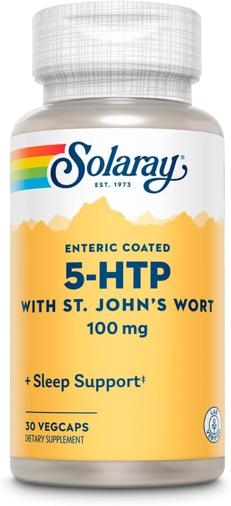 SOLARAY 5-HTP Plus třezalka tečkovaná - 30 Enteric- Coated Capsules - 100 mg - 30 Servings