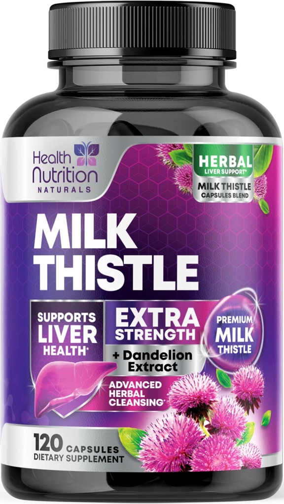Mléko Thistle dodatek - Advanced Jaterní čištění Detox & Opravy s Dodelion Root Extract - Přírodní mléko Thistle Silymarin Marianum Extract Jaterní podpora, Non- GMO, Lahve USA - 120 Kapsle