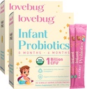 LOVEBUG Infant Probiotika 0-6 Měsíce - USDA Organic Probiotika pro děti, Podporuje Baby Gas, Colic, Diarhea a novorozenecké zácpa Relief, Alergen & Sugar Free, Bezchutný prášek, 60 Pack