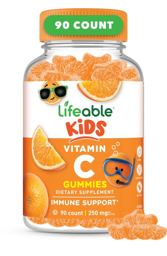Živé děti Vitamin C Žvýkací gumy 124; 250mg PHARMAN 124; Skvělé Ochutnávání VIT C PHARMAN 124; Vegan GMO- Free Vitamin C Žvýkací gumy 124; pro imunitní podporu 124; 90 Gummaes
