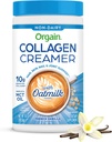 Orgain Collagen Coffee Creamer, 10g Grass Fed Hydrolyzed Collagen Peptides, French Vanilla - S organickým ovesným práškem, kokosové oleje, MCT Oil, Avocado Oil, Vlasy, kůže, hřebík, a společná podpora - 10oz