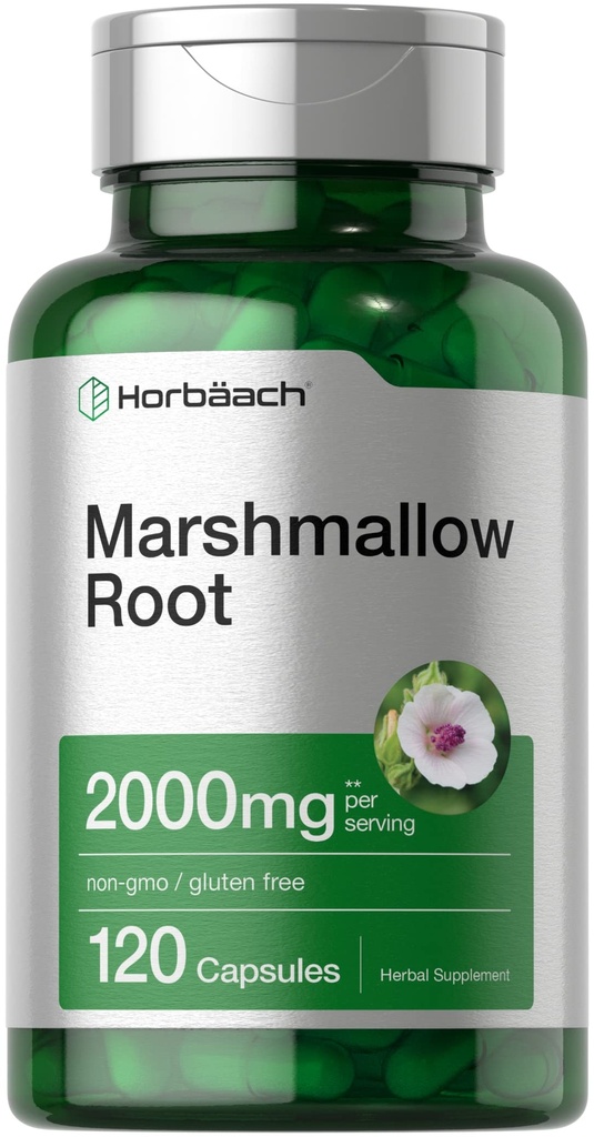 Horbäach Marshmallow Root Capsules 124; 2000mg CUP124; 120 CUP124; Non- GMO & Gluten Free CUP124; Traditional Herb Extract