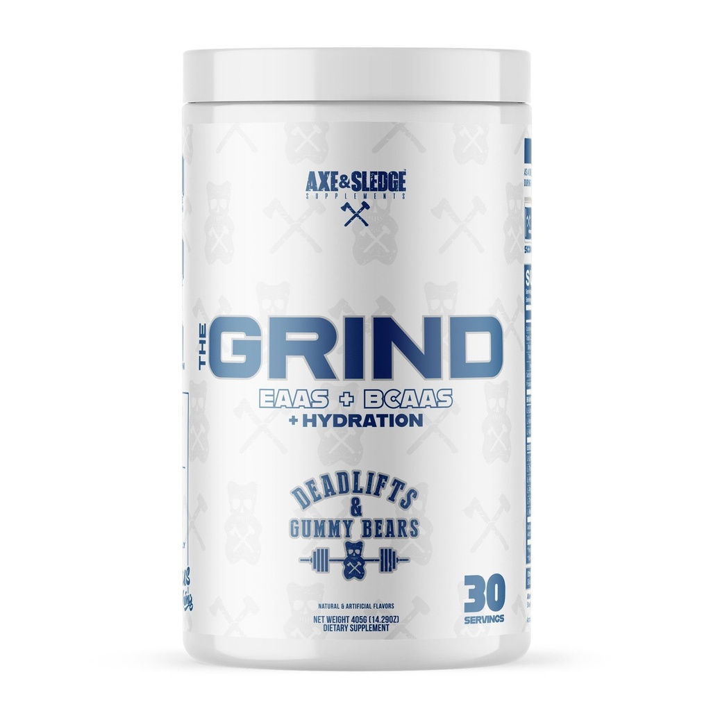Axe & Sledge The Grind Essential Amino Acids PHAR124; EAA & BCAA Powder PHAR124; Muscle Recovery & Electrolytes for Hydration PHAR124; Stimulant- Free, Vegan PHAR124; 30 Servings, Deadlifts & Gummy Bears