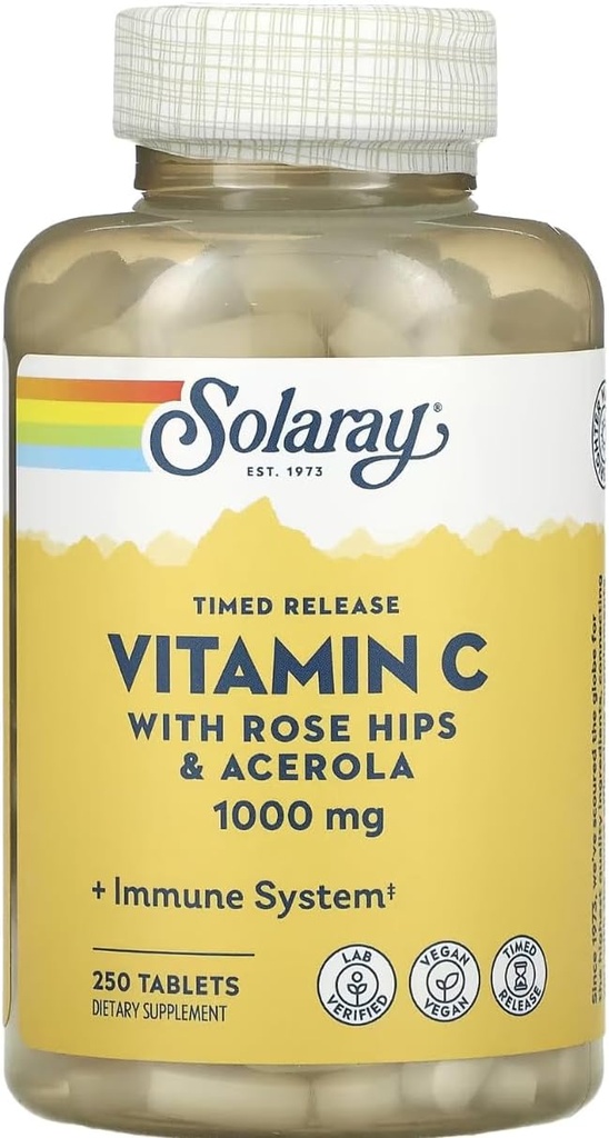 SOLARAY Časované uvolnění vitaminu C s Rose HIPS & Acerola, 1000 mg, 250 tablet