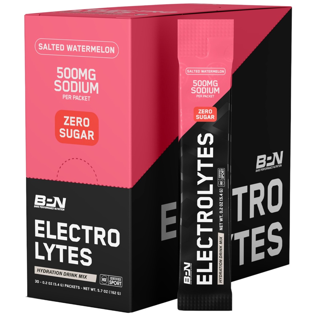 BPN Electrolytes Go Packs Hydration Drink Mix 124; Sugar Free Electrolyte Powder 124; 500mg sodíku na porci 124; Přirozeně slazené 124; Solený meloun, 30 Slunečnice