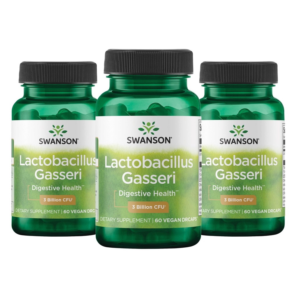 Swanson Lactobacillus Gasseri Probiotic pro dospělé hledá stravitelnou a metabolickou podporu s 3 biliony CFU - Acid- Resistent, No Resigeration (60 Vegan Kapsle, 3 Pack)