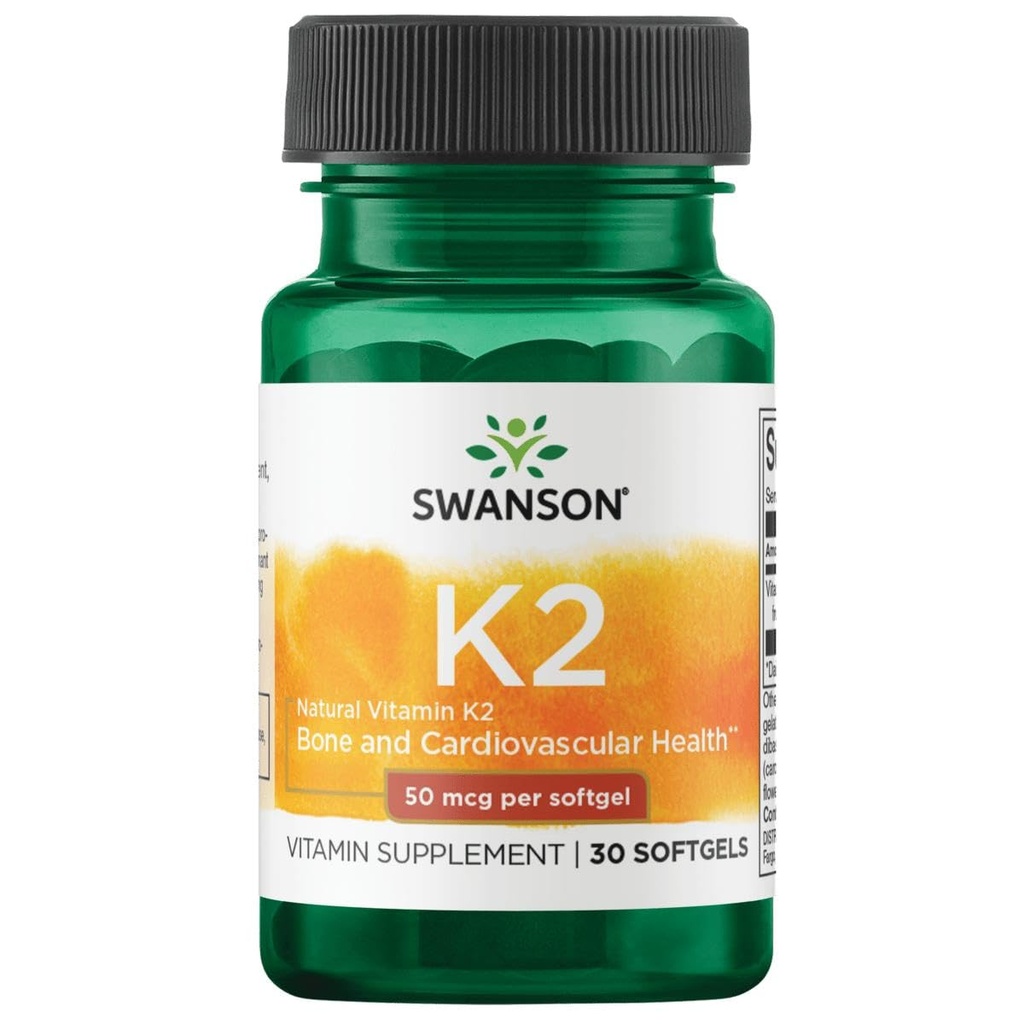 Swanson Natural Vitamin K2 (Menachinone- 7 z Natto) 50 mcg 30 Sgels (1 balení)