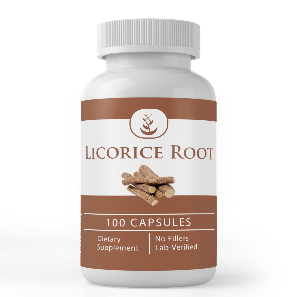 Čisté původní ingredience Root Extract z lékořice (100 kapslí) Vždy čisté, žádné přísady nebo plnidla, Laboratorní ověřené