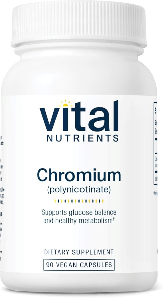 Vital Nutrients Chromium Polynikotinát 200mcg colum124; Chromium doplňky pro zdravý tuk a karbohydrát metabolismus colum124; Cholesterol dodatek k údržbě colum124; Gluten, mlékárenský, Soy Free colum124; Non- GMO colum124; 90 Kapsle