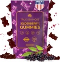 TrueSeaMoss Moss Moss Elderberry Gummies pro dospělé a děti - s Burdock Root, Bladderwrack & Magnesium - Vegan, Non- GMO Formule - Vyrobeno v USA - 60 Gumy