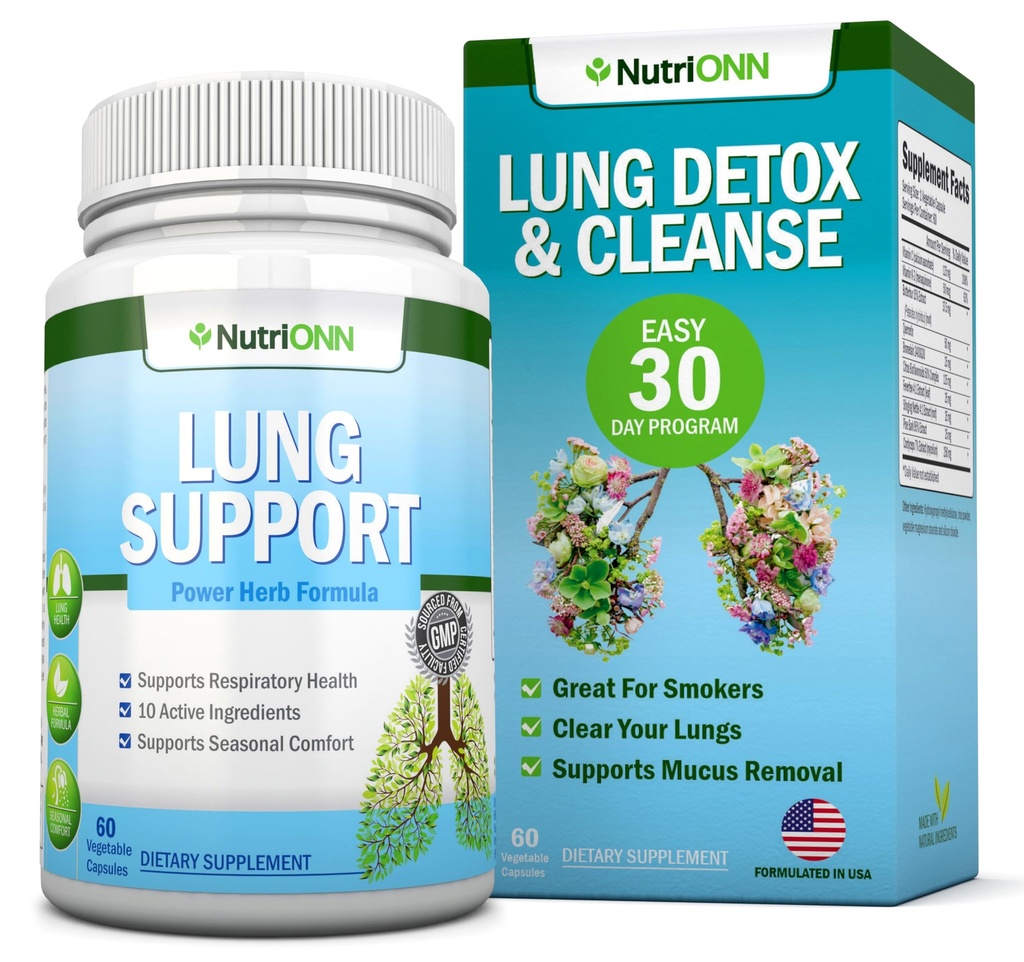 Lung Detox a Cleanse - Skvělé pro kuřáky - Extra síla - 100% Bylinné Lung Zdravotní doplňky - Mucus odstranění podpora - Podporuje dýchací zdraví - Přírodní způsob, jak udržet své plíce čisté