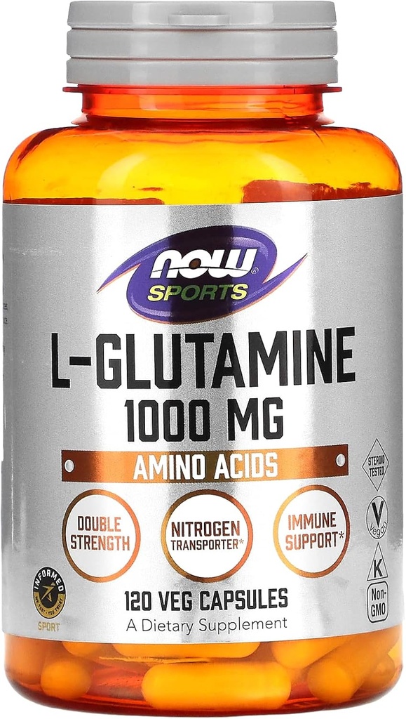 Nyní Potraviny Sportovní, L- glutamin, 1000 mg, 120 Veg Kapsle